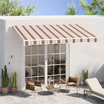 Outsunny 10' x 8' Retractable Awning, UV & Water-Resistant, Red & Beige