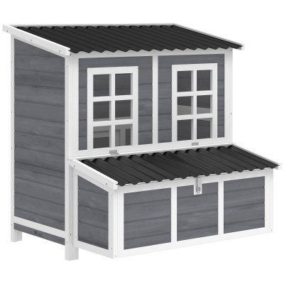 PawHut Wooden Chicken Coop with Nesting Box, Pull-Out Tray, Waterproof Roof, 39" Chicken House for 2-4 Chickens, Rabbits