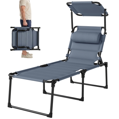 Outsunny Adjustable Outdoor Lounge Chair, Cushioned, Gray