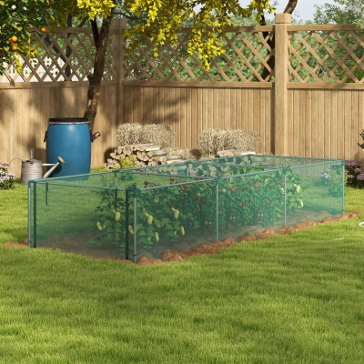 Outsunny 12' x 4' Plant Protection Cage with Zipper Roll-Up Door, Plant Protector from Animals with Galvanised Steel Frame