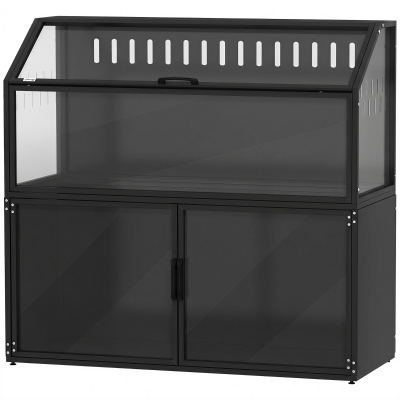 PawHut Hamster Cage with Storage Cabinet, Small Animal Cage with Easy View Acrylic Panels and Openable Top, Guinea Pig Habitat