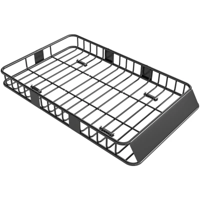 HOMCOM 64"/43" x 39" Car Roof Rack, Length Adjustable Roof Basket, Universal Rooftop Cargo Carrier Basket with U-bolts, 220 lbs Capacity