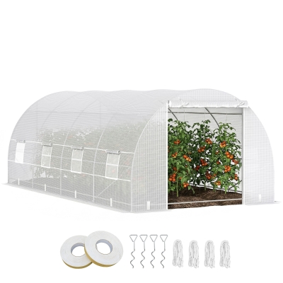 Outsunny 20' x 10' Walk-In Tunnel Greenhouse, White