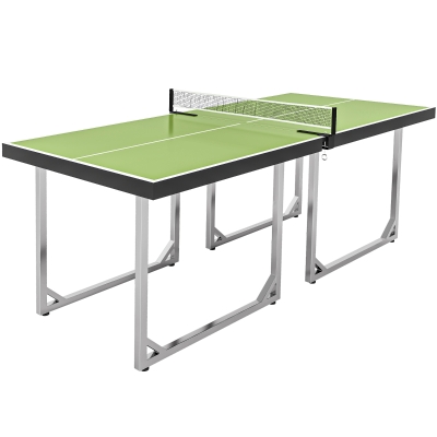 Soozier 6x3 ft Compact Midsize Table Tennis Table Multi-Use Family Ping-pong Table Free Standing Folding Green