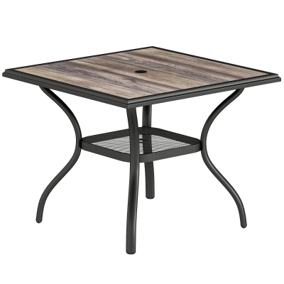 Outsunny 37" Outdoor Dining Table for 4 with Umbrella Hole, Gray