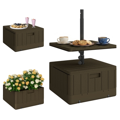 Umbrella Weight with Table Tray 20.9" L x 20.9" W x 17.7" H Brown