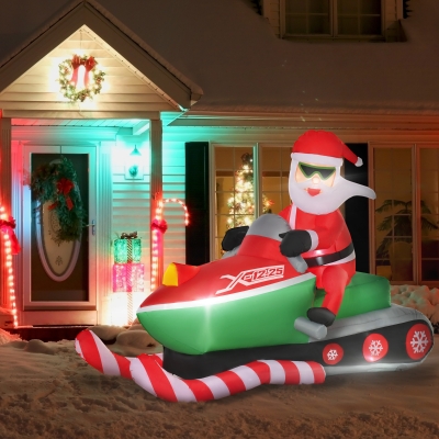 HOMCOM 5.2ft Christmas Inflatable Santa Claus with Snowmobile, LED Lighted  for Home Indoor Outdoor Garden Lawn Decoration Party Prop