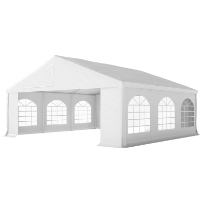 Outsunny 20' x 20' Heavy-duty Large Wedding Tent, Outdoor Carport Garage Party Tent, Patio Gazebo Canopy with Sidewall, White