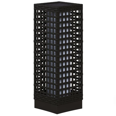 Outsunny Wicker Solar Outdoor Lamp, Decorative Floor Lamp with Auto On/Off LED Lights, IP44 for Patio, Porch, Pathway, Black