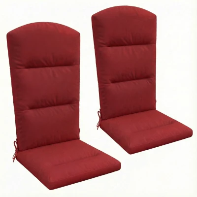 Outsunny Patio Chair Cushions for Adirondack Chair Replacement Cushions with Back and Ties, Set of 2,  Wine Red