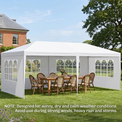 Outsunny 20' x 10' Gazebo Canopy Tent, White with 4 Windows
