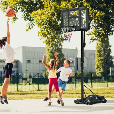 Soozier Portable Basketball Hoop System Stand Simple Lift Function from 8-10ft Adjustable for Youth Adults