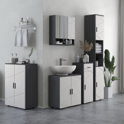 kleankin Medicine Cabinet, Wall Mounted Medicine Cabinet with Mirror with Mirrored Door, Adjustable Shelf and Soft Close Mechanism, Light Grey