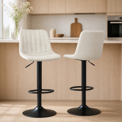 HOMCOM Counter Height Bar Stools Set of 2, Adjustable Height Bar Chairs with Swivel Seat, Leathaire Upholstery