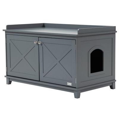 PawHut Cat Litter Box Furniture with Hidden Storage