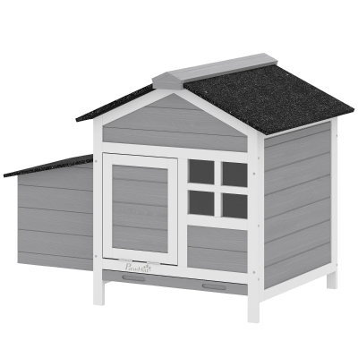 PawHut Wooden Chicken Coop Outdoor with Nesting Box, Pull-Out Metal Tray, for 1-2 Chickens, Rabbits, Ducks, 36" x 25" x 27"
