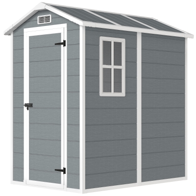 Outsunny 6' x 4' Outdoor Plastic Storage Shed with Floor & Lock, Gray