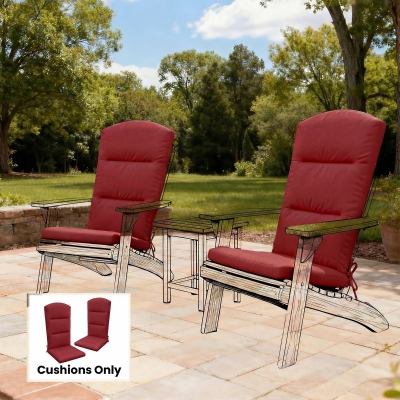 Outsunny Patio Chair Cushions for Adirondack Chair Replacement Cushions with Back and Ties, Set of 2,  Wine Red