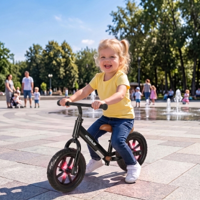 Qaba Balance Bike, Baby Bike with Lighting Wheels, Adjustable Seat and Handlebar, Steering for 2-5 Years Old, Black