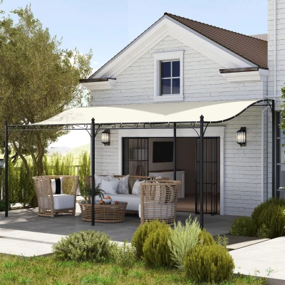 Pergola Gazebo 193.3" L x 117.3" W x 78.7" /99.6" H Cream White