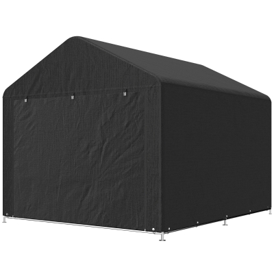 Outsunny 6.6' x 7.8' Portable Shed, Waterproof Bike Tent with Roll-up Zipper Door and Reinforced Galvanised Steel Frame, Black