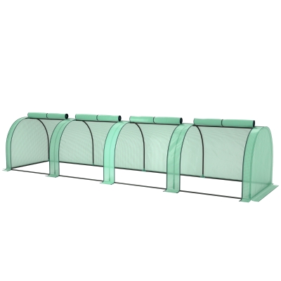 Outsunny 13' x 3' Portable Tunnel Greenhouse, 4 Doors, UV PE Cover