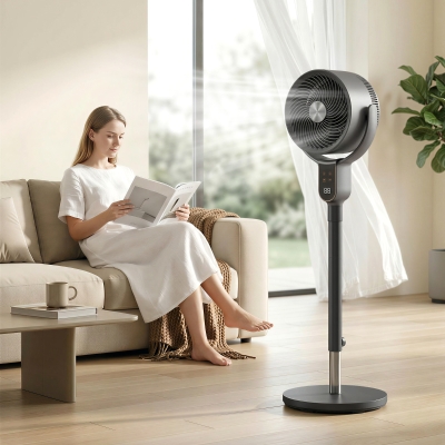 HOMCOM 20dB Standing Fan for Bedroom, 70°+90° Auto Oscillating Fan with 8 Speeds, Remote Control, 12H Timer, Adjustable Height