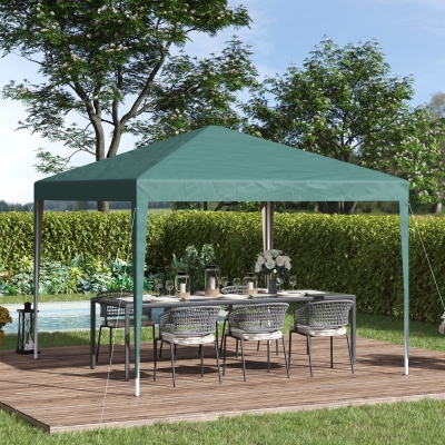 Outsunny 10 x 10ft Folding Pop Up Tent Outdoor Gazebo Canopy with Carrying Bag, Dark Green