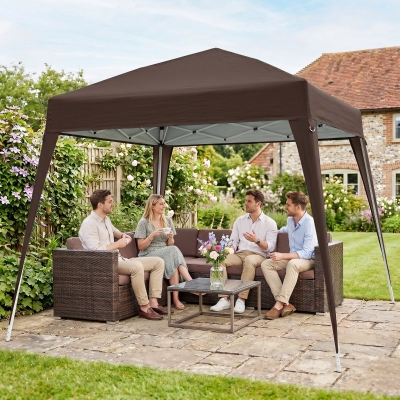 Outsunny 8' x 8' Pop Up Canopy, Outdoor Folding Tent, Portable Party Tent with Carrying Bag for Camping, Party, Picnic, Coffee