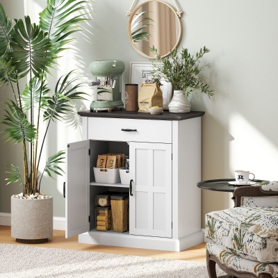HOMCOM Sideboard Buffet, Modern Storage Cabinet with 2 Doors and Adjustable Shelf, White