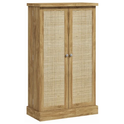 HOMCOM 41" Rattan Kitchen Storage Cabinet, Food Pantry Cabinet with 5-Tier Shelf 12 Spice Racks Adjustable Shelves Natural