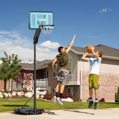 Soozier Basketball Hoop Outdoor, Basketball Hoop and Stand with Weighted Base and Shatterproof Backboard, 6-9 ft, Black