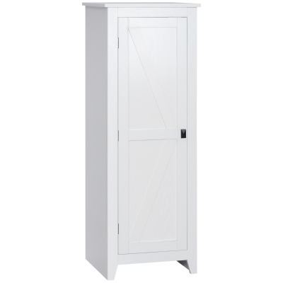 HOMCOM 48" Farmhouse Kitchen Pantry Storage Cabinet with Barn Door, Kitchen Pantry Cabinet with Adjustable Shelves, White