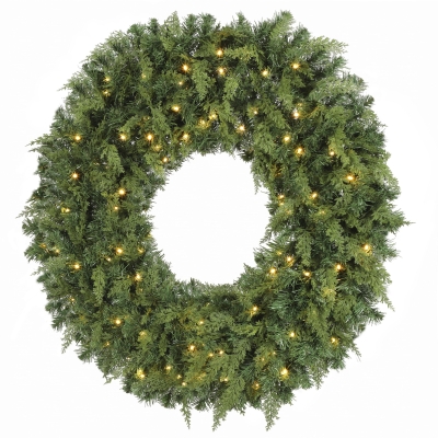 HOMCOM 48" Prelit Christmas Wreath with Bow, LEDs, 8 Modes