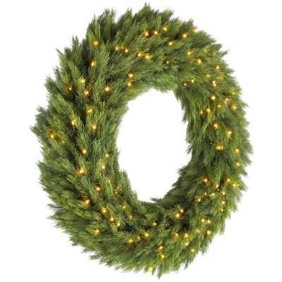 HOMCOM 48" Pre-Lit Norwegian Spruce Christmas Wreath, 150 LED, Green