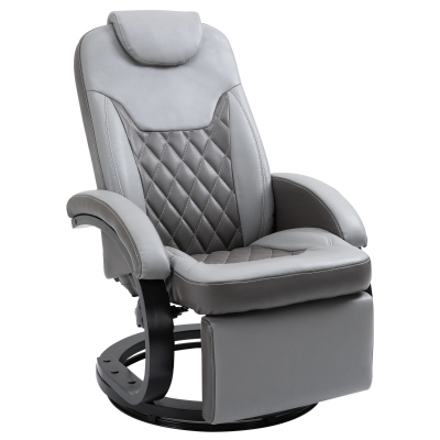 HOMCOM Faux Leather Swivel Recliner Chair with Footrest, Gray