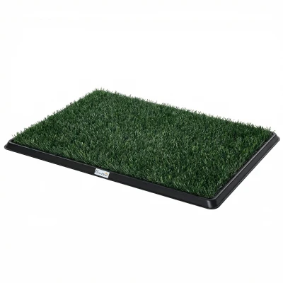 PawHut Dog Grass Pad with Tray, Artificial Grass Pet Training Toilet with Drainage Grid, Grass Mat