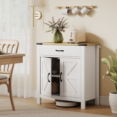 HOMCOM Sideboard Buffet Cabinet, Farmhouse Kitchen Storage Cabinet w/ Drawer and Shelf for Living Room, Entryway