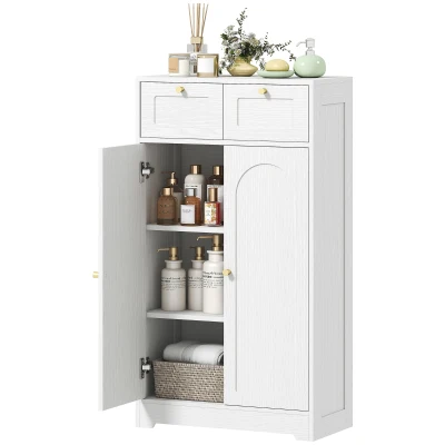 HOMCOM Bathroom Floor Cabinet with 2 Drawers - White