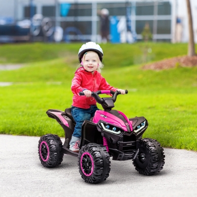 Aosom Kids 4 Wheeler Quad with Music, Headlights, High & Low Speed, Kids ATV for 3-5 Years Old Boys & Girl, Pink