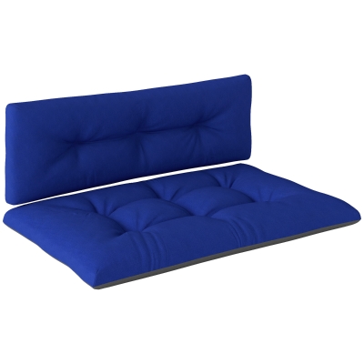 Outsunny 2-Seater Tufted Outdoor Pallet Cushions, 3.9" Thick, Navy Blue
