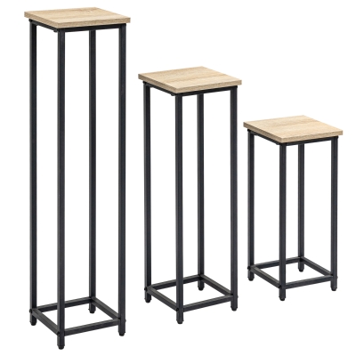 Outsunny 3 Packs Plant Stand Indoor, Metal Plant Stand Outdoor Plant Rack, Decorative Flower Display Holder for Patio Garden