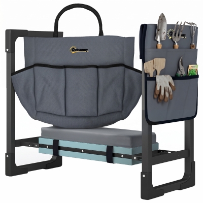 Outsunny Foldable Garden Kneeler Seat with Soft Pad, Steel Legs
