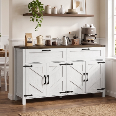 HOMCOM Sideboard Buffet Cabinet with Storage, 55" Large Farmhouse Kitchen Storage Cabinet with 2 Drawers and 4 Doors