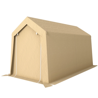 Outsunny 7' x 12' Outdoor Storage Shed Portable Garage with Roll-up Door for Motorcycle, Bike, Garden Tools, Beige