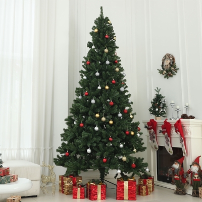 HOMCOM 9ft Artificial Christmas Trees with 2132 Branch Tips, Auto Open and Steel Base, Green
