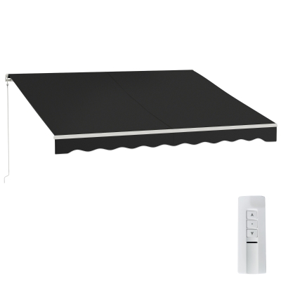 Outsunny 12' x 10' Retractable Awning, UV Protection, Black
