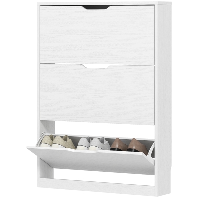 HOMCOM Narrow Shoe Storage Cabinet, Shoe Cabinet with 3 Flip Drawers, 31.5" W x 6.7" D x 42.5" H, White