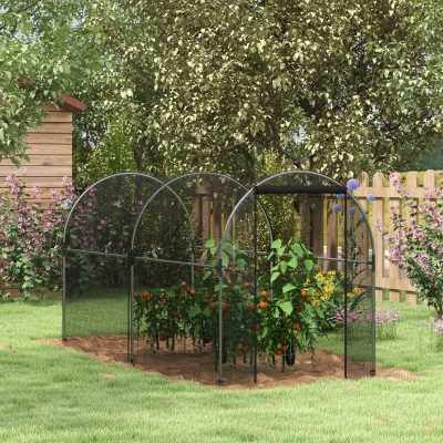 Outsunny 9.8' x 3.9' Crop Cage with Zipper Roll-Up Door, Mesh Plant Protection Tent from Animals with Galvanised Steel Frame