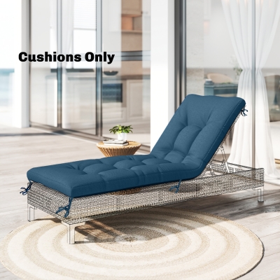 Outsunny Patio Lounge Chair Cushion, UV50+ Chaise Lounge Chair Cushion with Securing Straps for Patio, 78 x 25.6 inch, Blue